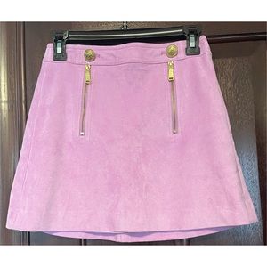 Express Womens Purple Pink Faux Suede Gold Button Mini Skirt Size 0